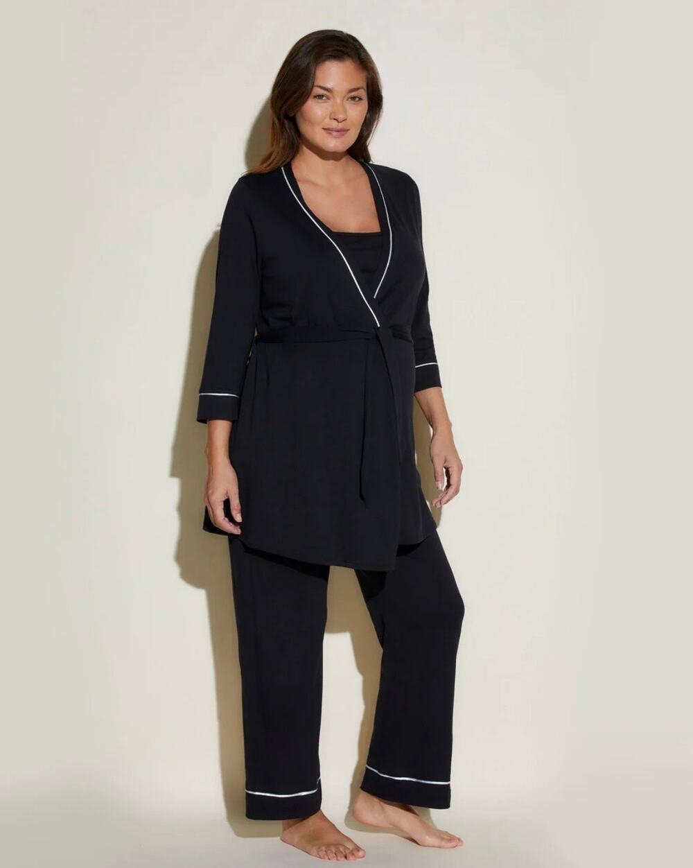 Cosabella-  BELLA Maternity 3-Piece Set in Black/Ivory, XL
